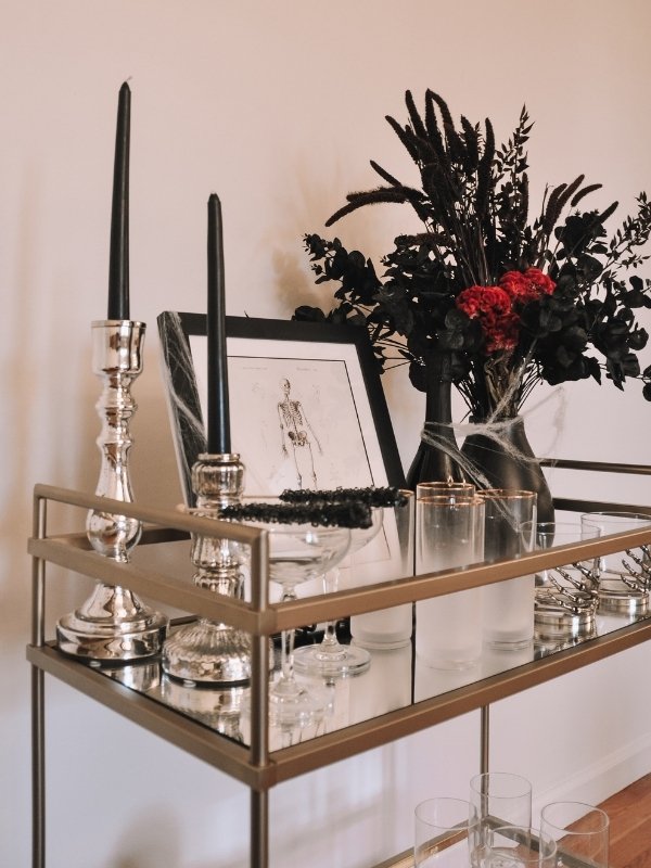 Halloween Bar Cart Decor