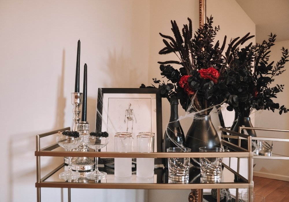 Halloween Bar Cart Decor